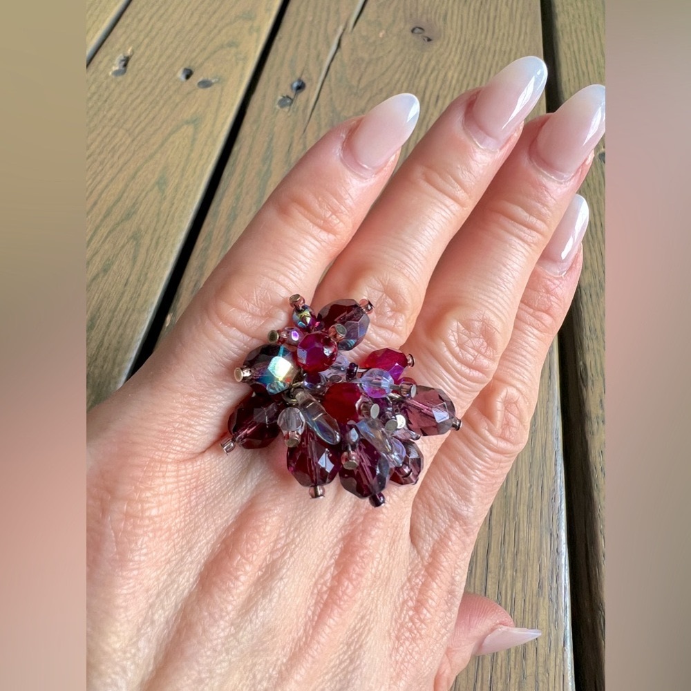 Adjustable Ring with glass beads